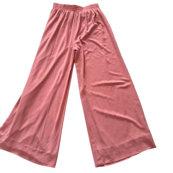 Alexander + David Chiffon Wide Leg Pants Elastic Tie Waist Dusty Rose Size Large - Picture 2 of 9